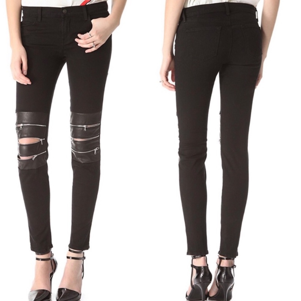J Brand Hewson Black Skinny Jeans Zipper Knees 25